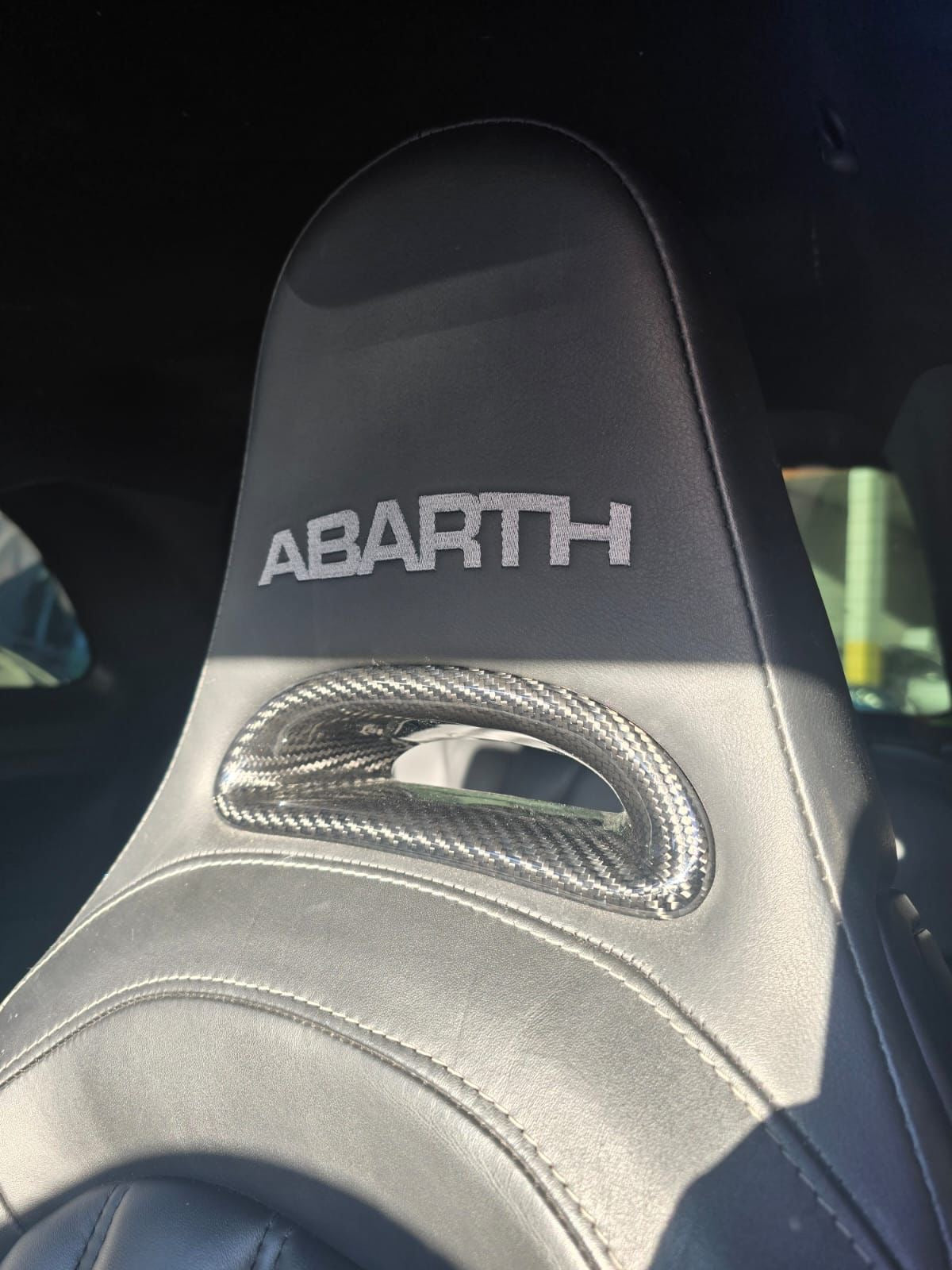 Pair of Carbon Fiber seat belt pass-through covers for Fiat 500 Abarth - 595 - 695.