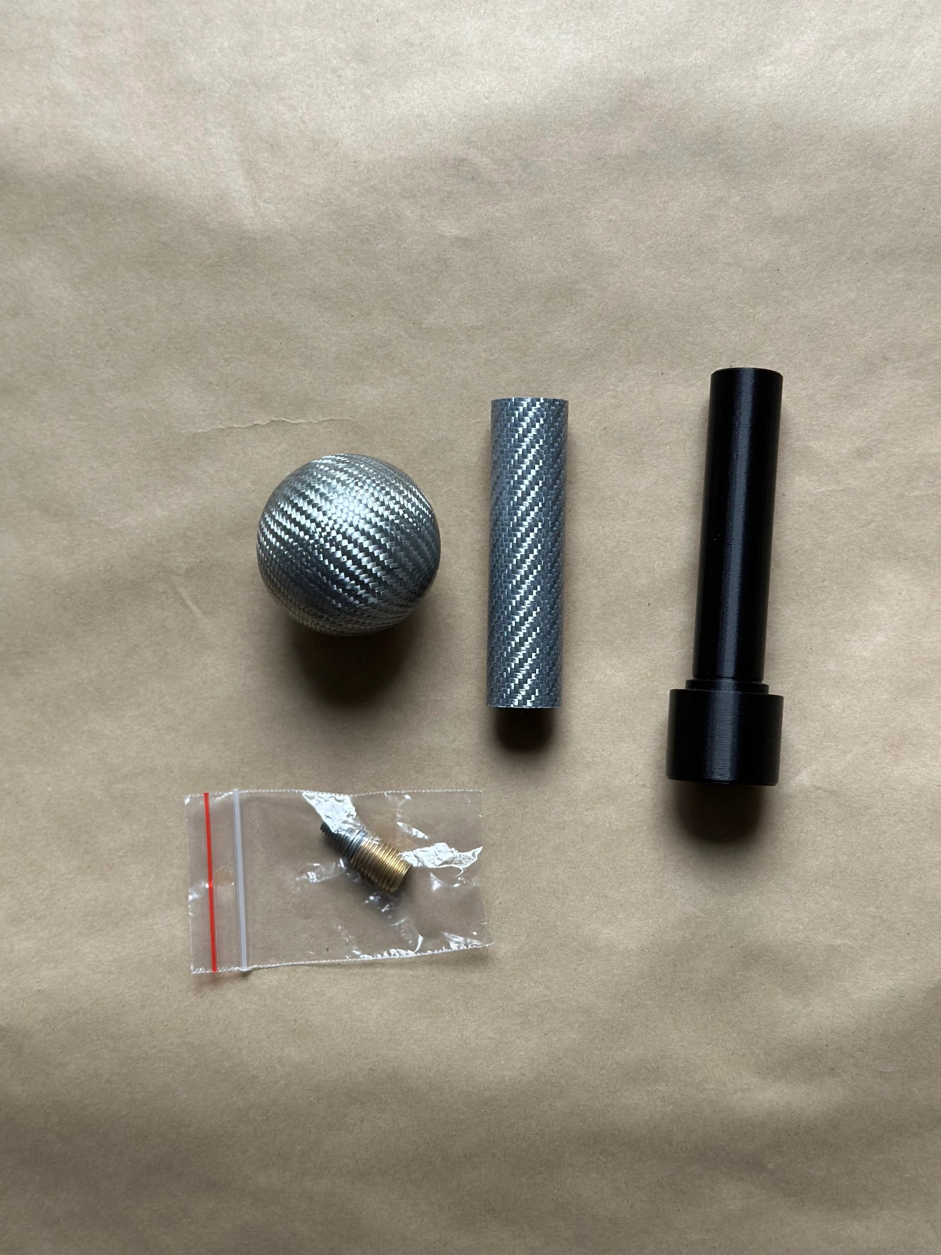 Carbon gear knob complete kit Silver - Real Carbon