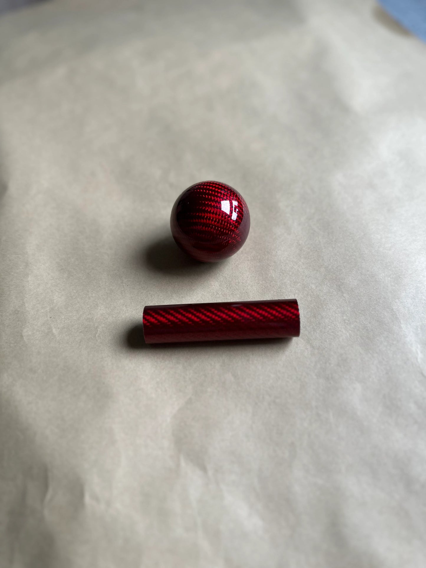 Carbon gear knob complete kit Red - Real Carbon